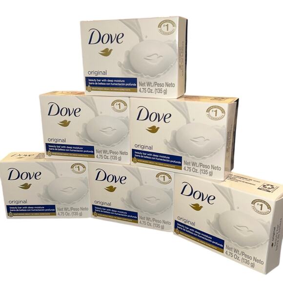 Dove Original Bar Soap Beauty Bar With 1/4 Moisturizing Cream 4.75 Oz NEW x 6 - Picture 4 of 5